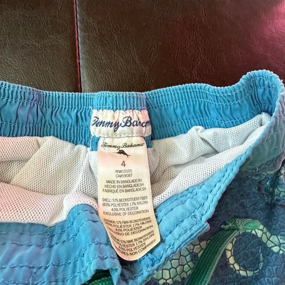 Tommy Bahama blue swim shorts with octopus design. Size: 4
